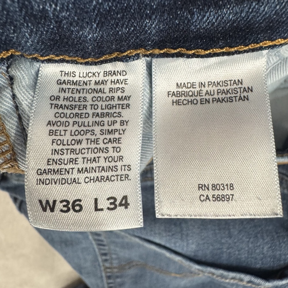 Lucky Brand Jeans Mens 36x34 Stark Blue 412 Athletic Slim Stretch Comfort Denim - Picture 6 of 16